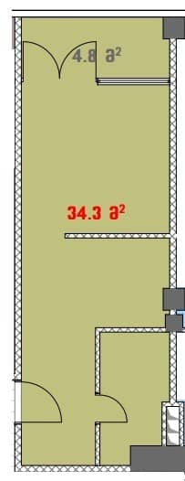 סטודיו, 34.3 מ״ר