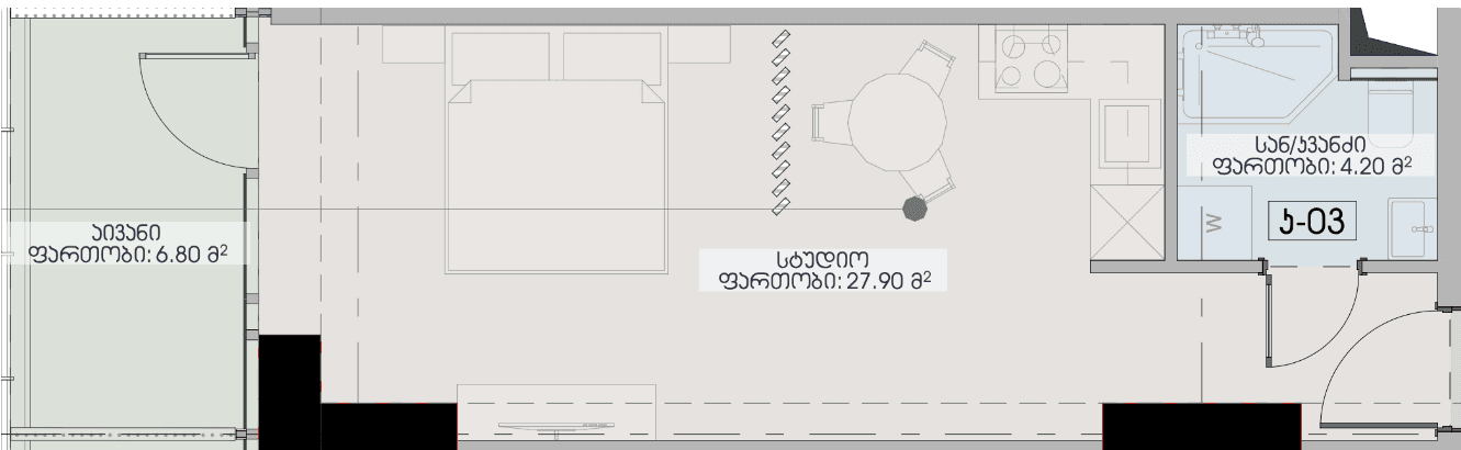 Studio, 38.9 m²