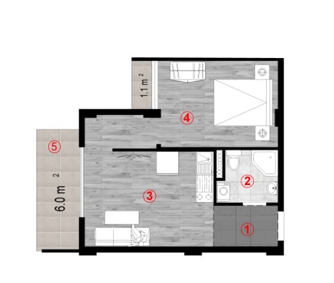 1-комн., 43.9 м²