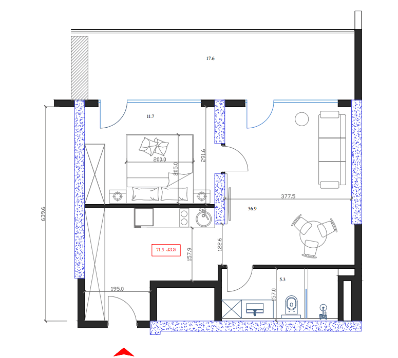 1-комн., 71.5 м²