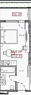 Studio, 33.4 m²