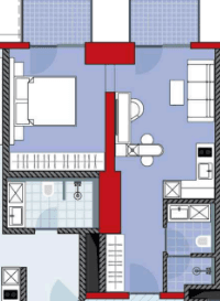 2-room, 57.6 m²