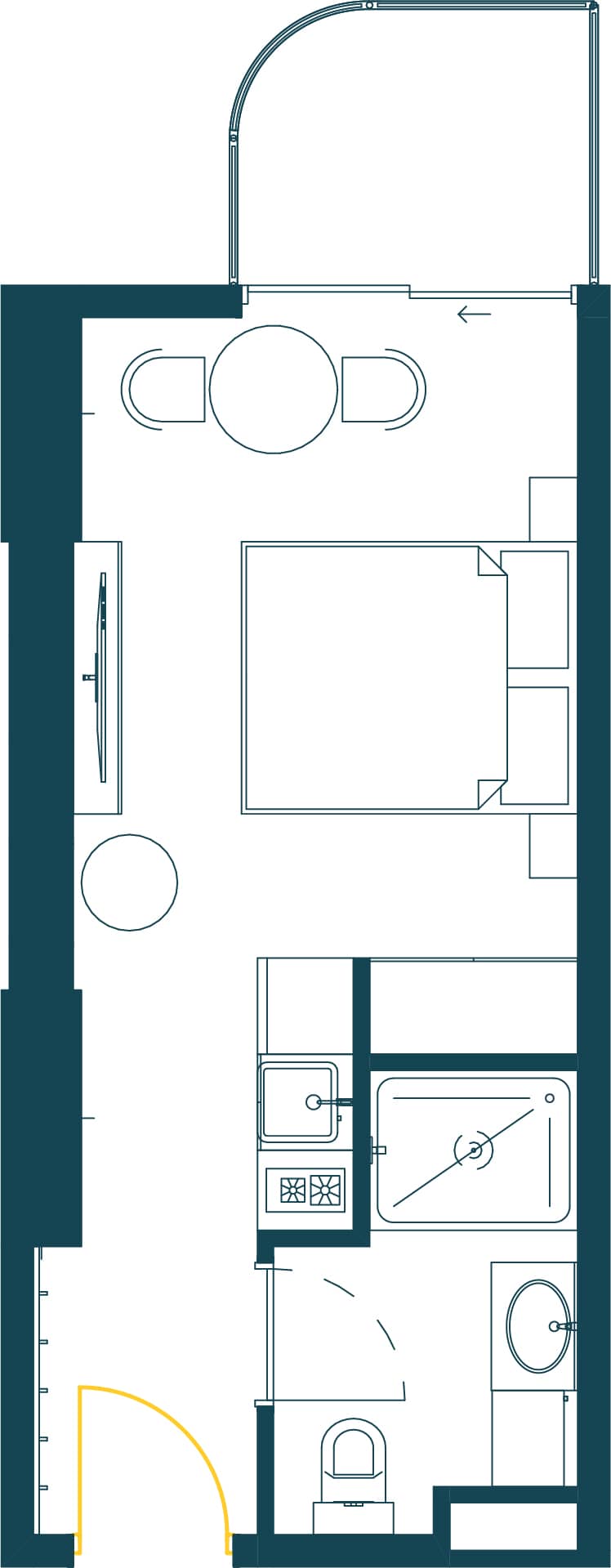单间, 29.1 m²