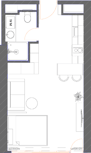 Studio, 34.9 m²
