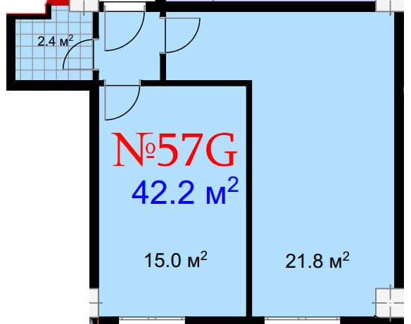 1-комн., 42.2 м²