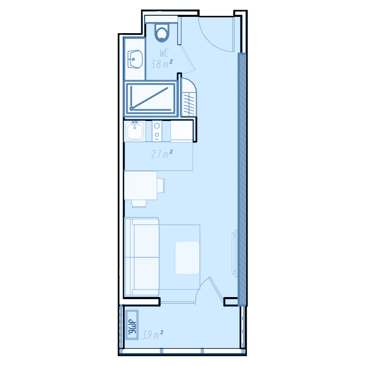 Студия, 29.2 м²