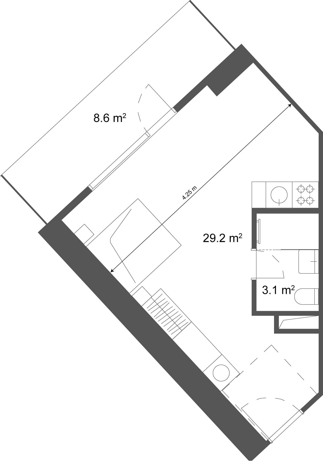 Студия, 37.8 м²