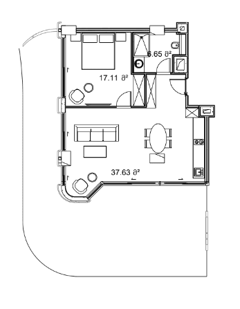 1-room, 125.4 m²