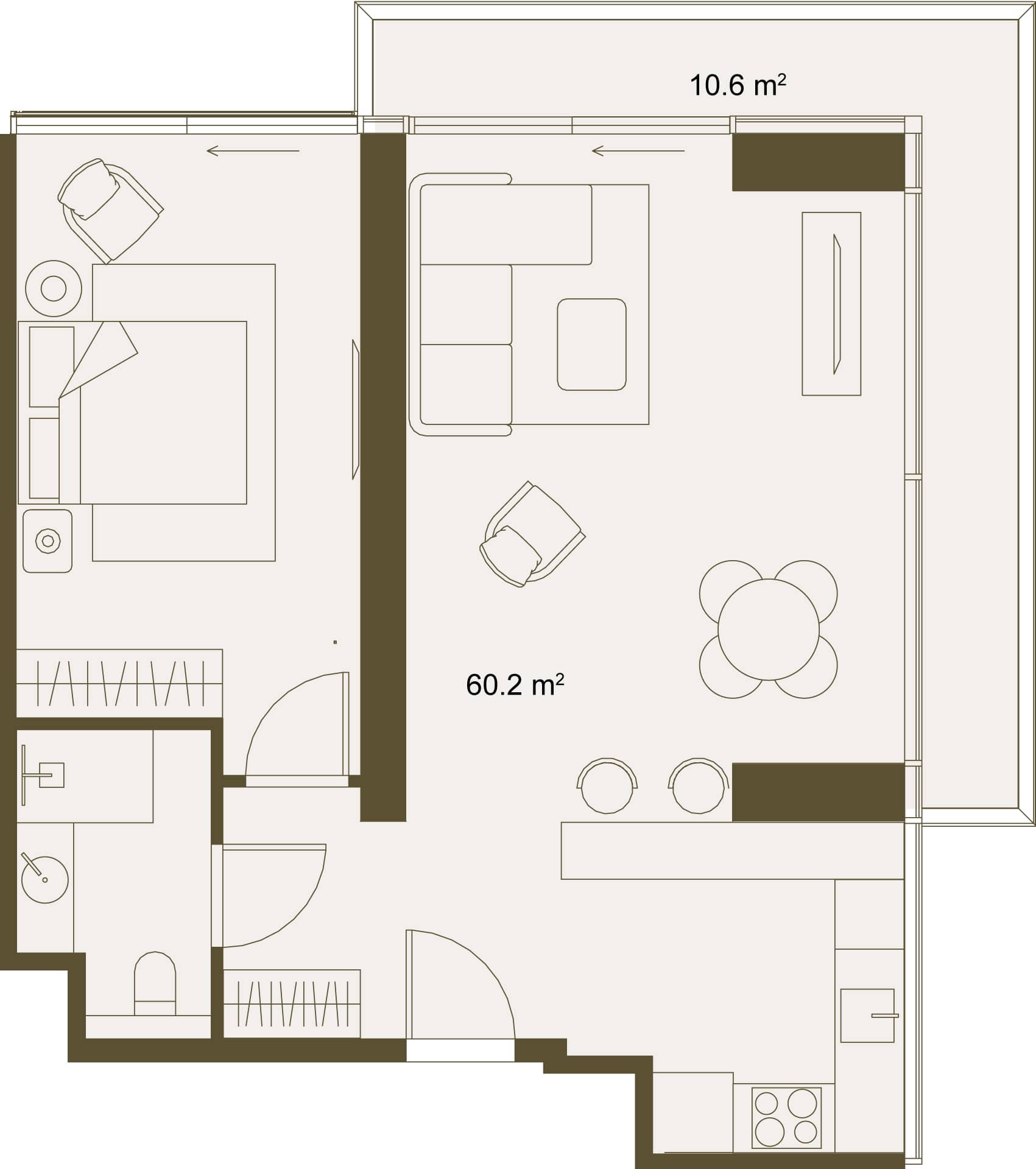1-комн., 70.4 м²