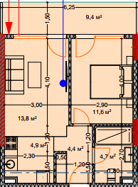 一居室, 50.8 m²