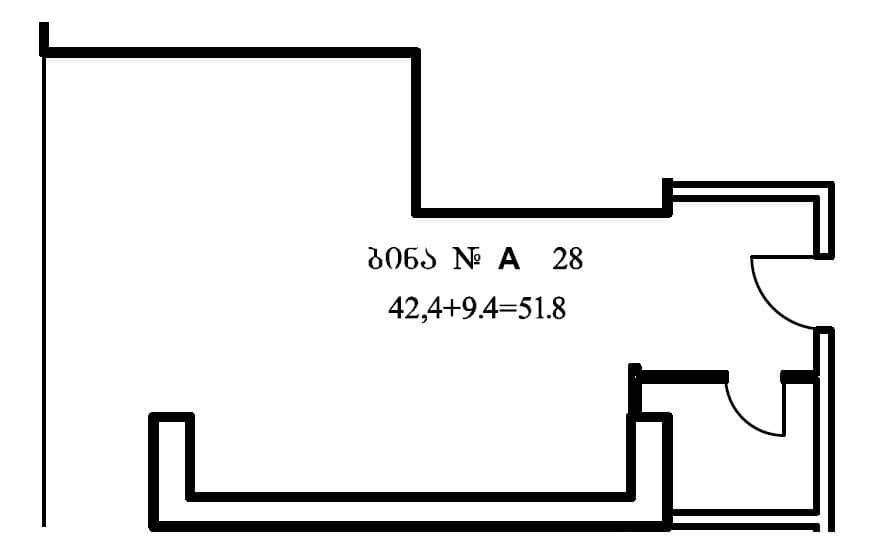 Студия, 51.8 м²