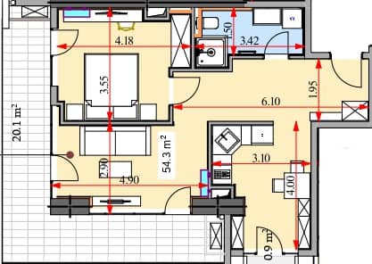 1-комн., 77.6 м²