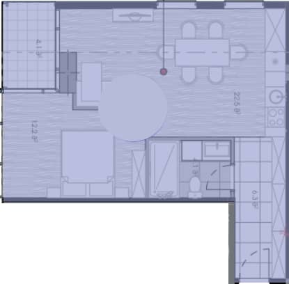 1-room, 51.8 m²
