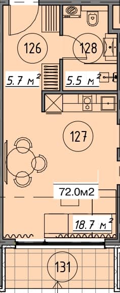 Studio, 35.4 m²