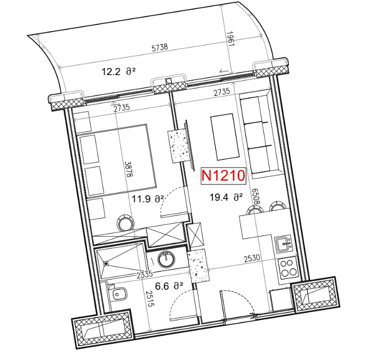 1-комн., 50.1 м²