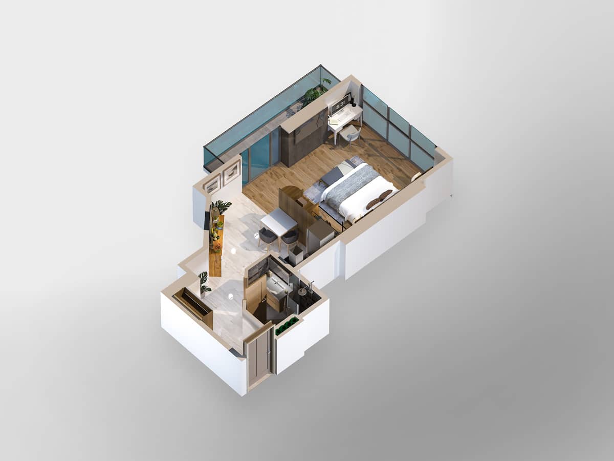 一居室, 65.2 m²