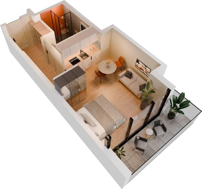 Studio, 37.9 m²