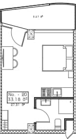 单间, 33.2 m²