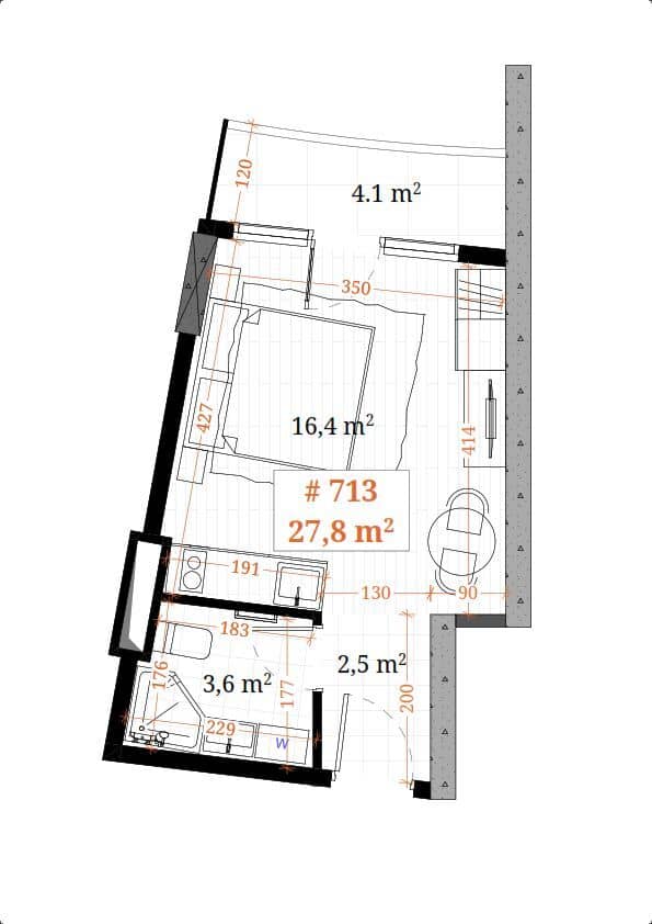 Studio, 27.8 m²