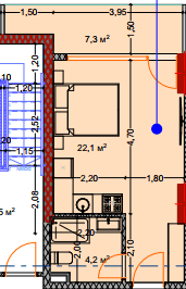 Студия, 34.7 м²