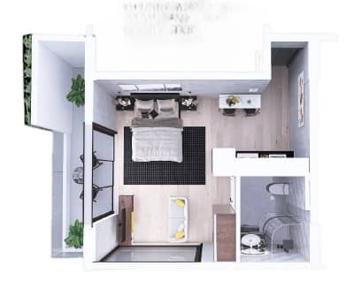 Студия, 38.4 м²
