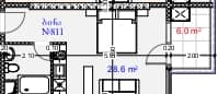 Studio, 34.6 m²
