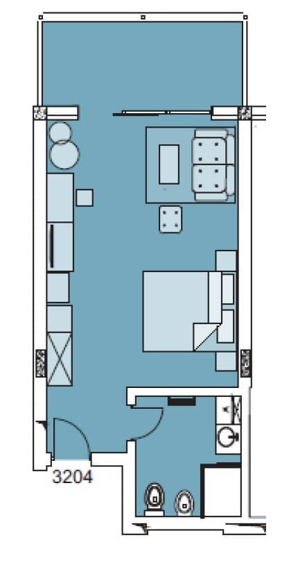 Студия, 45.5 м²