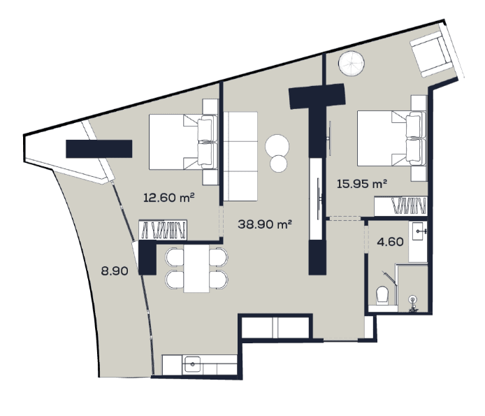 两居室, 81 m²