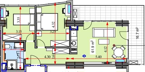 两居室, 77.9 m²