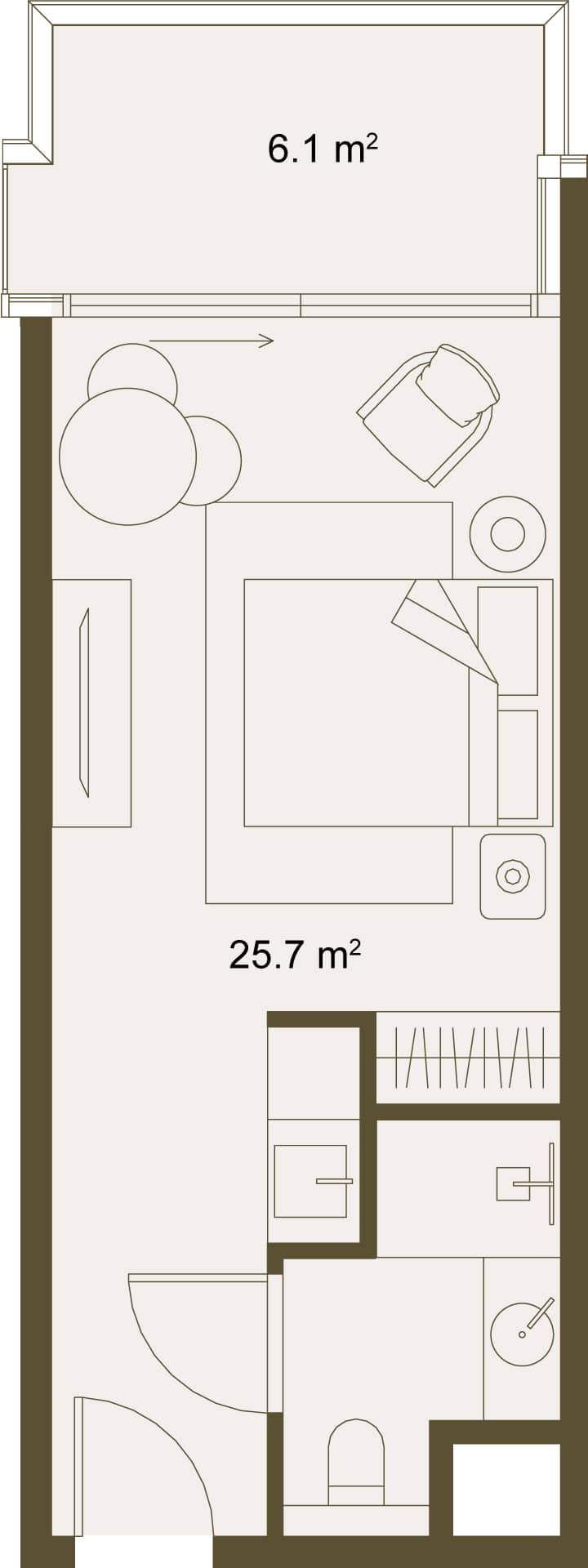 Студия, 31.8 м²