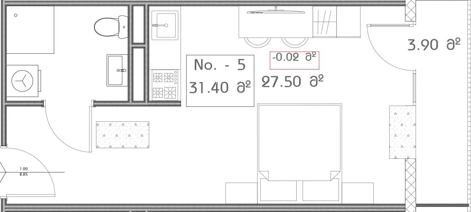 Studio, 31.4 m²