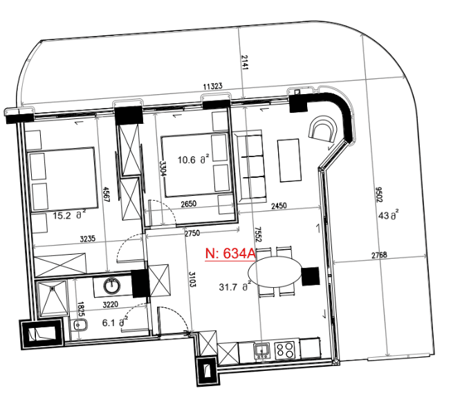 2-комн., 106.6 м²