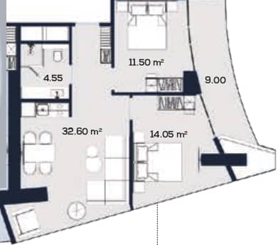 两居室, 71.7 m²