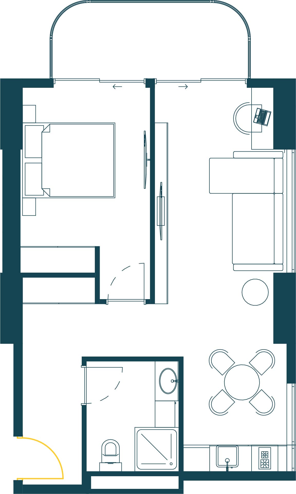 一居室, 61 m²
