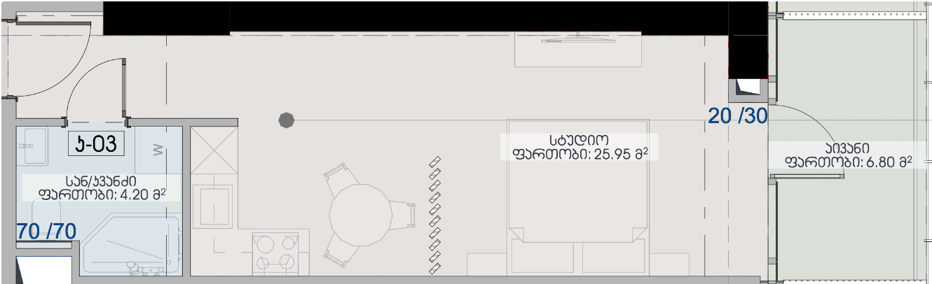 Студия, 37 м²