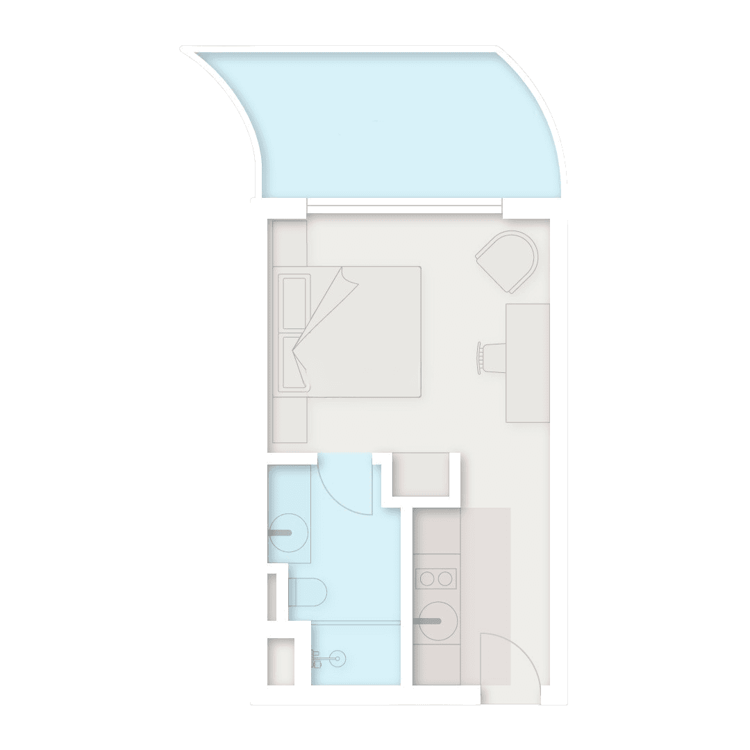单间, 36.8 m²