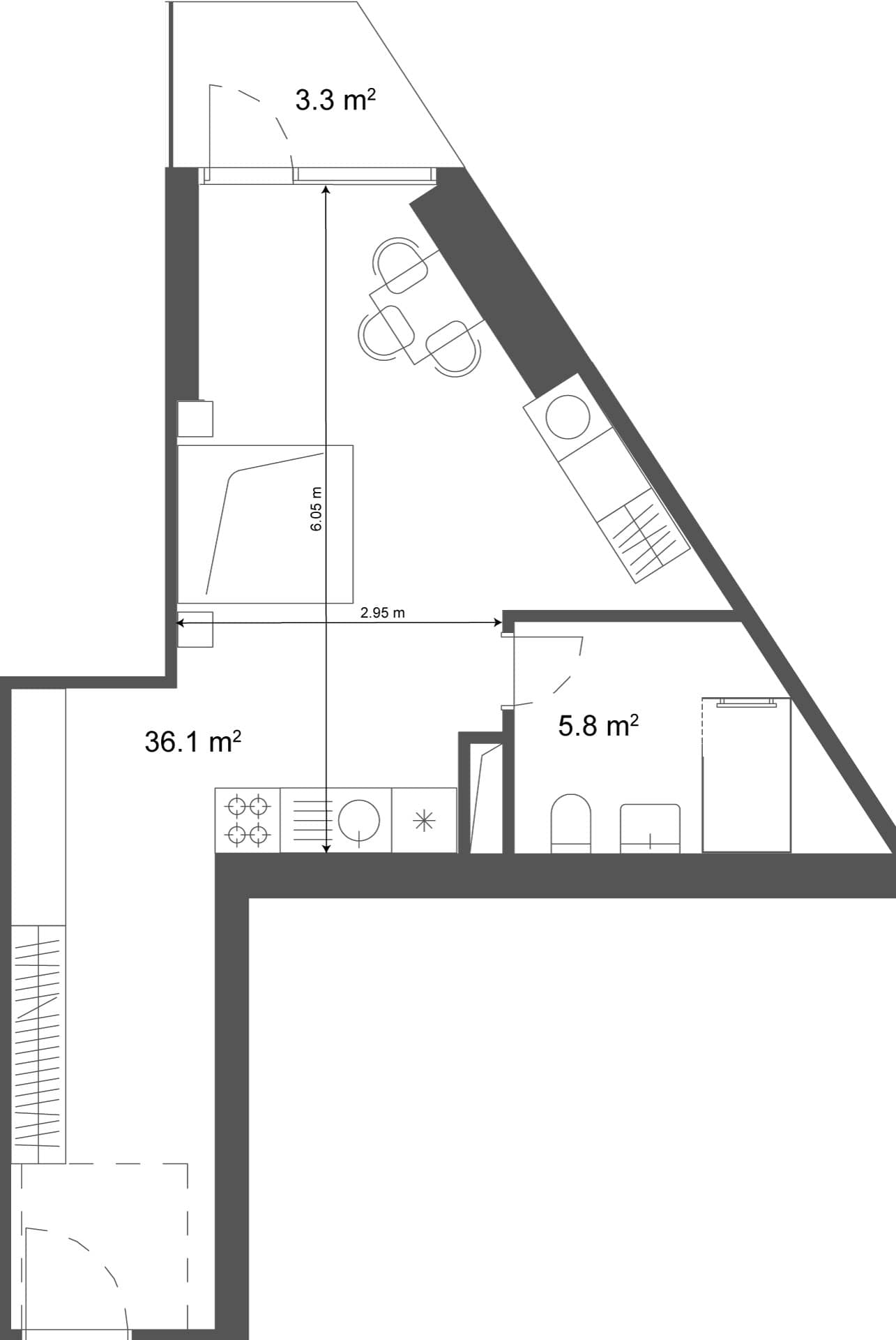 Студия, 39.4 м²