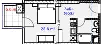 Студия, 33.6 м²