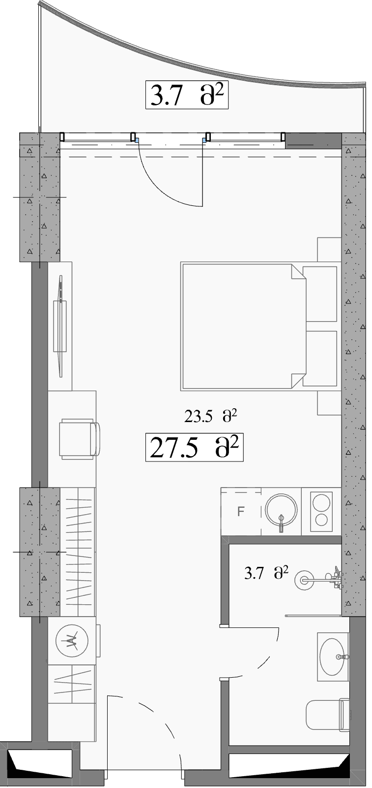 Studio, 31.2 m²