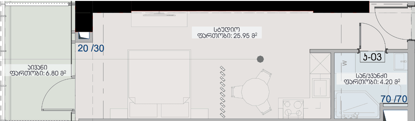 单间, 37 m²