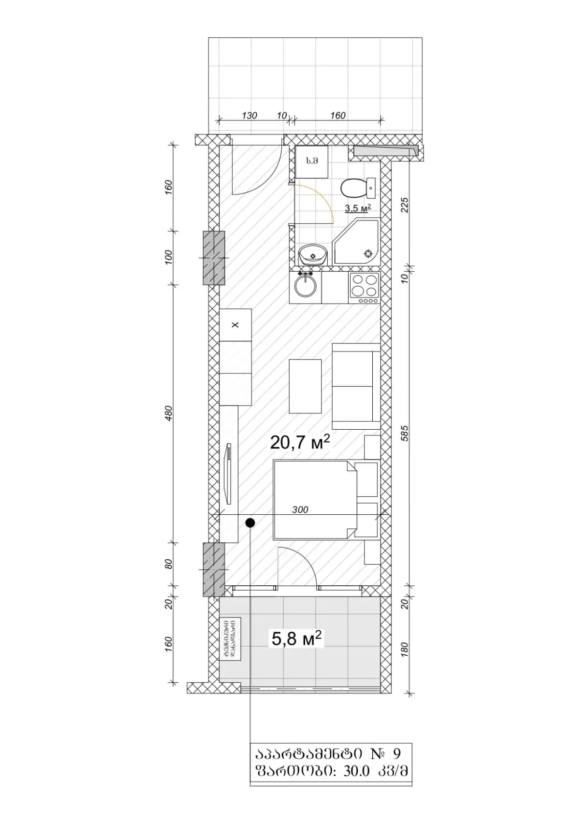 单间, 30 m²