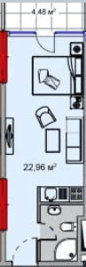 Студия, 28.7 м²