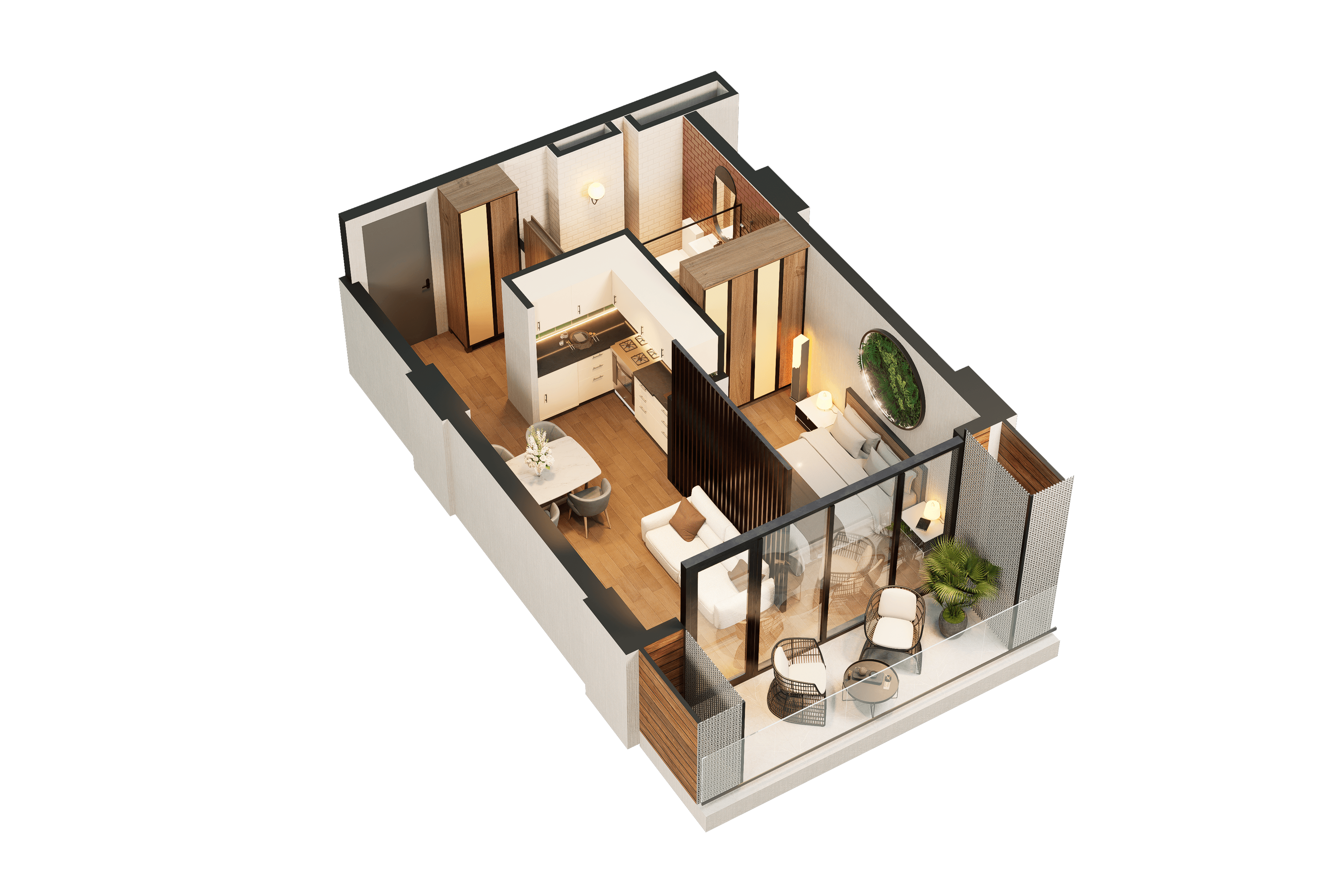 1-room, 42.5 m²