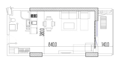 Студия, 37 м²