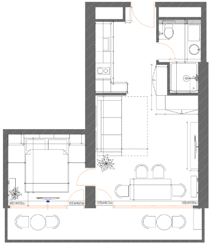 一居室, 45.9 m²