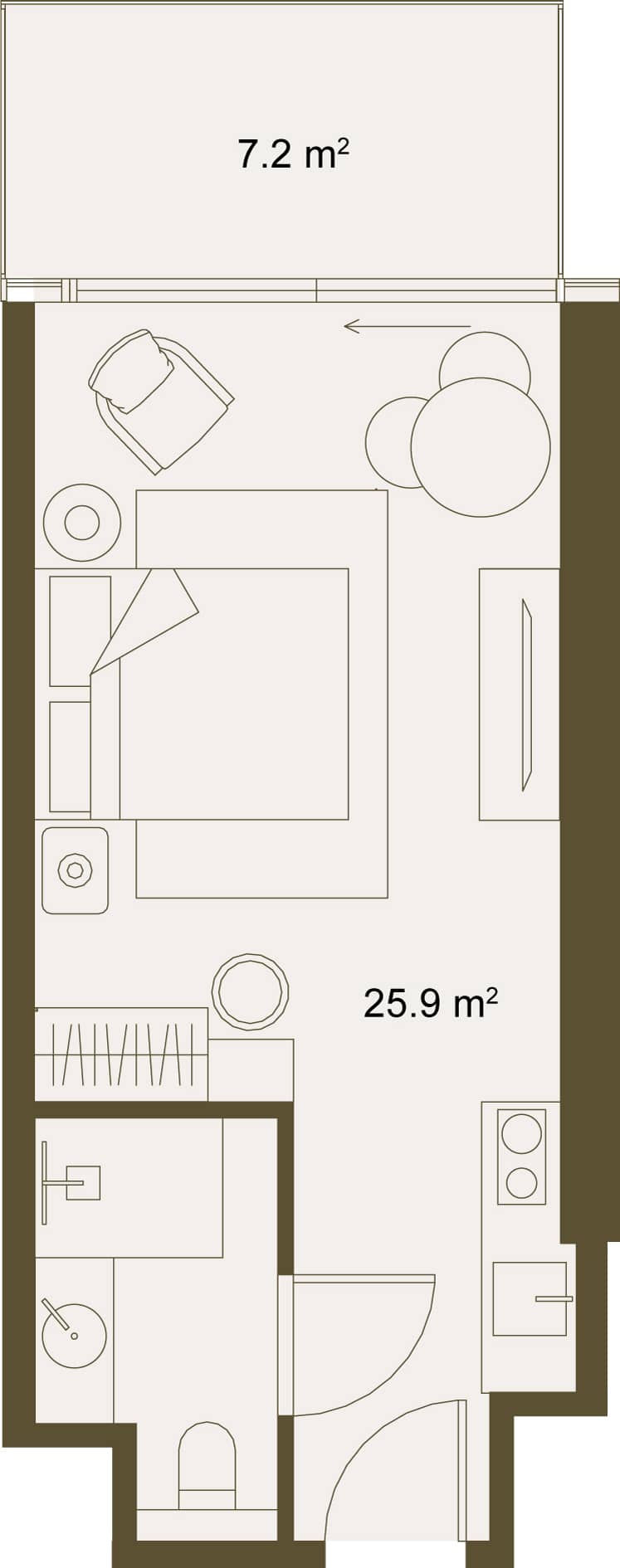 单间, 32.4 m²