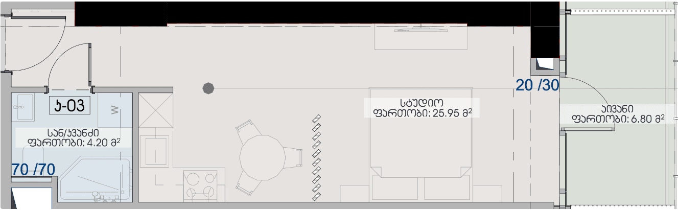 Студия, 37 м²