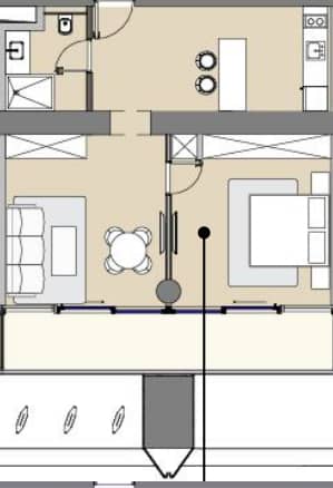 一居室, 63.6 m²