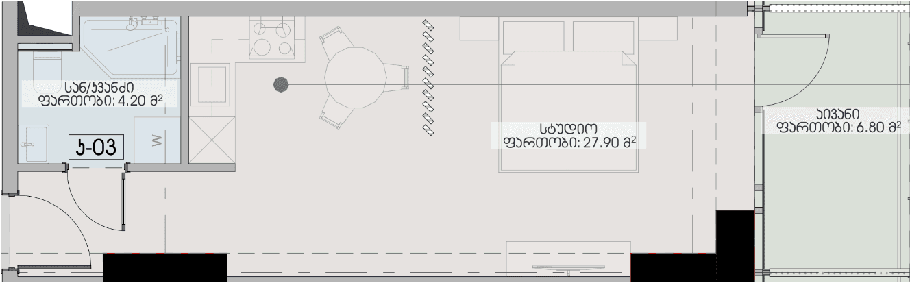 Studio, 38.9 m²