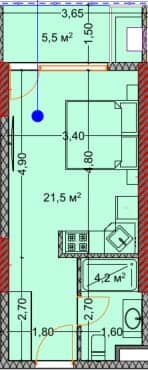 Студия, 31.3 м²